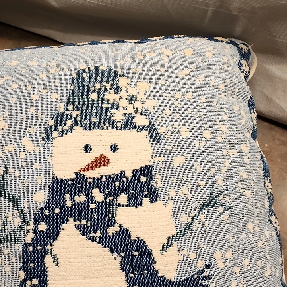 Tapestry Pillow Snowman Blue Snowmen 16